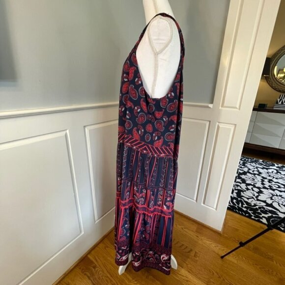 New NWT Gibson Latimer Ruffled Tiered Red White Blue Maxi Dress XXL - Picture 5 of 9